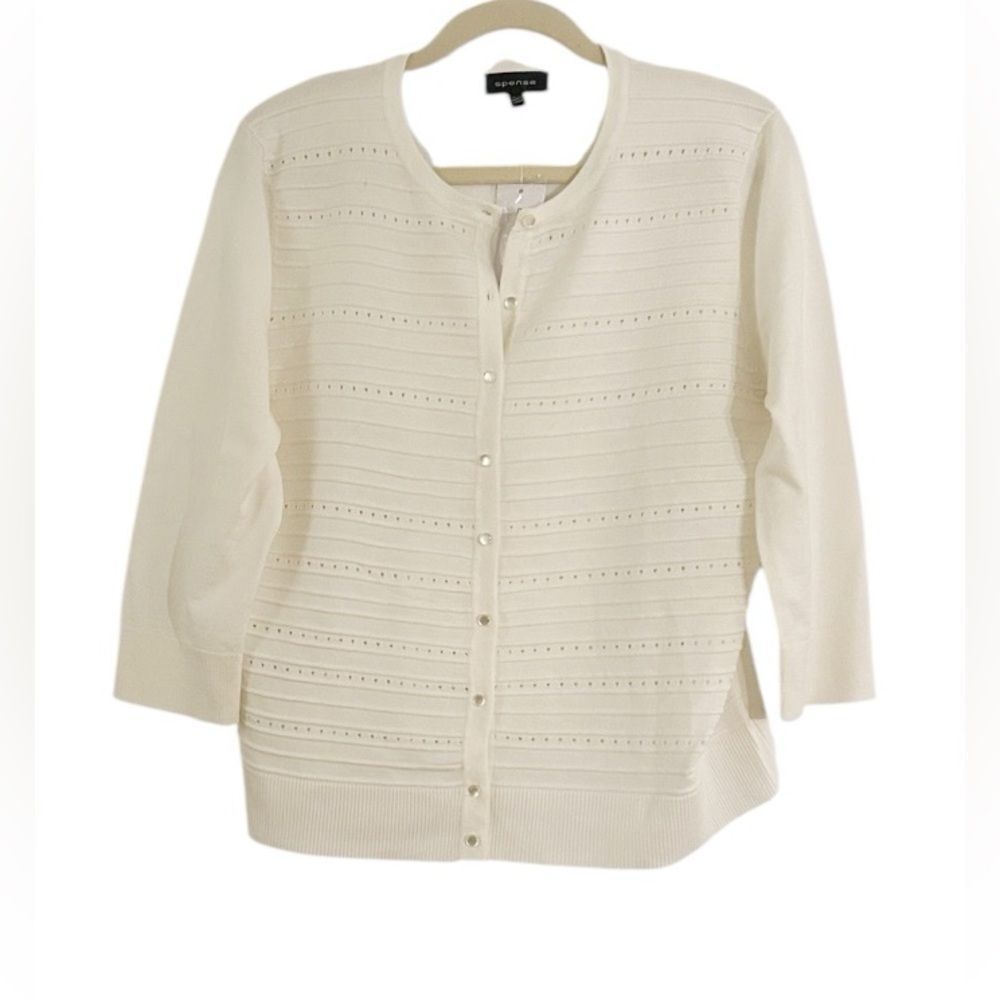 Spense Ivory White Rayon Blend Cardigan Sweater Size XXL NEW